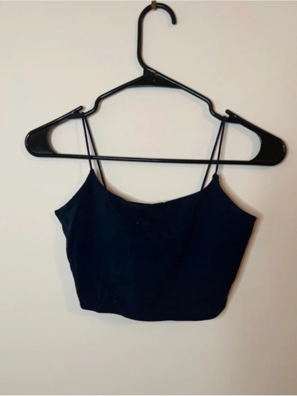 Garage Womens Black Cropped Cami Top Spaghetti Strap Solid Minimalist Stretch